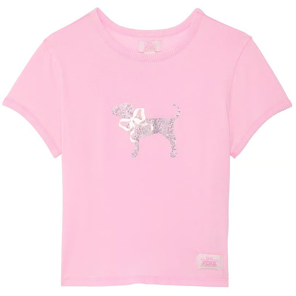 NWT Victoria's Secret PINK x LoveShackFancy Pink Retro Cotton Tee Size XXL